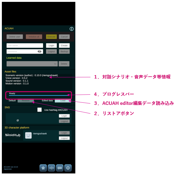 ログイン画面 - 対話シナリオ・音声・サウンド・モーションデータ読み込み