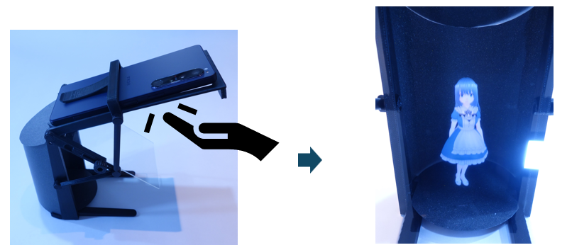 ACUAH Pseudo hologram stand use setting