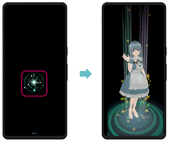 First launch of application - Character display screen