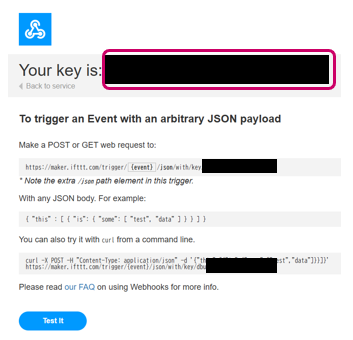 Settings screen 3 - IFTTT