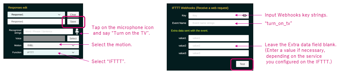 Supplemental explanation of main functions - IFTTT Webhooks linkage