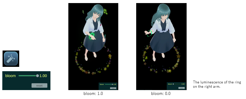Character display screen - Effect settings